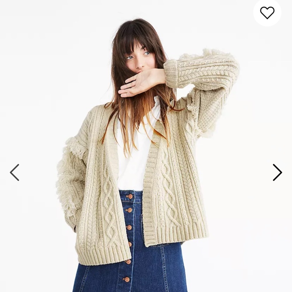 Madewell Cableknit Fringe Cardigan Sweater